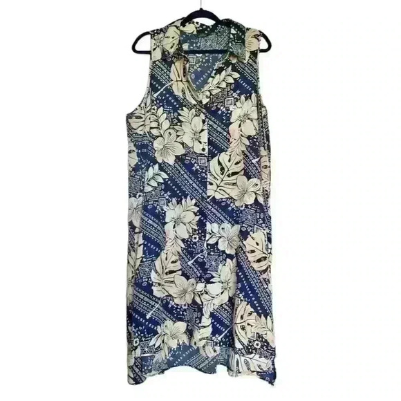 Mlle‎ Gabrielle Sz 2X Tropical Print Midi Dress Cruise Vacation Wear - Picture 1 of 13